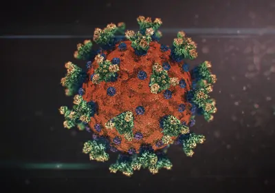 Isolated Realistic Coronavirus Covid-19 Molecule in a Biological Environment stock photo